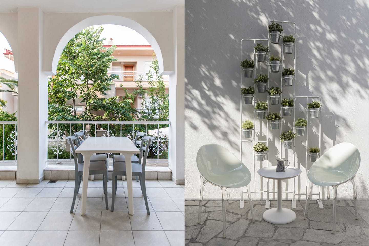 Table under the arches in the yard